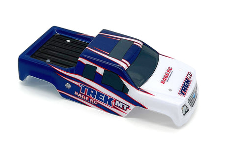 Blue Rage RC Mini Trek MT Lexan body for RC trucks, featuring a sleek, durable design suitable for off-road racing.