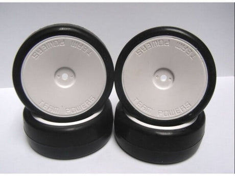 Team Powers RC car tires with on-road touring car dish wheels and rubber tires, suitable for high-performance RC racing.