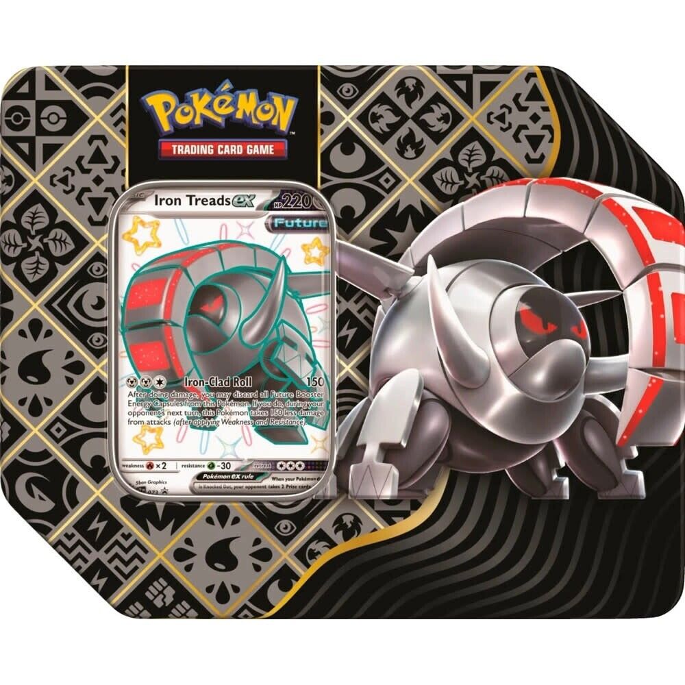 Pokemon Paldean Fates Tins featuring Pokémon TCG collectible tins with vibrant artwork and Pokémon character designs.