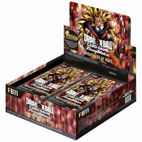 Bandai Dragon Ball Fusion World Brightness of Hope Booster Box featuring colorful booster packs and game artwork.