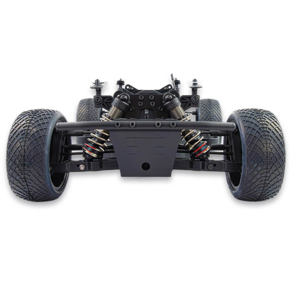 Front view of Tekno SCT410 2.0 1/10th scale 4x4 short course truck kit with off-body design and detailed chassis.