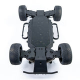 Tekno SCT410 2.0 1/10th scale 4x4 short course truck kit underside view showing chassis and suspension components