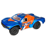 Front-left view of Tekno SCT410SL 1/10th scale 4×4 lightweight short course RC truck body with detailed design.
