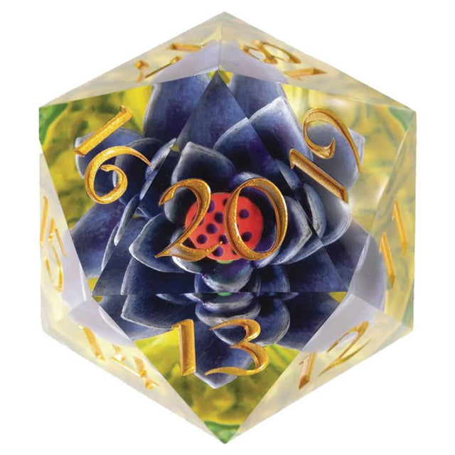 Black Lotus themed Sirius Dice d20 with 54mm size and spindown features, designed for Magic: The Gathering players.