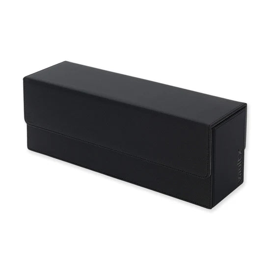 Vault X Exo-Tech Card Box 450+ in signature black, designed to hold and organize trading or gaming cards securely.