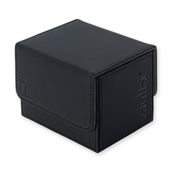 Vault X Exo-Tech Sideloading Deck Box 100+ in signature black, durable storage for trading cards and collectibles.
