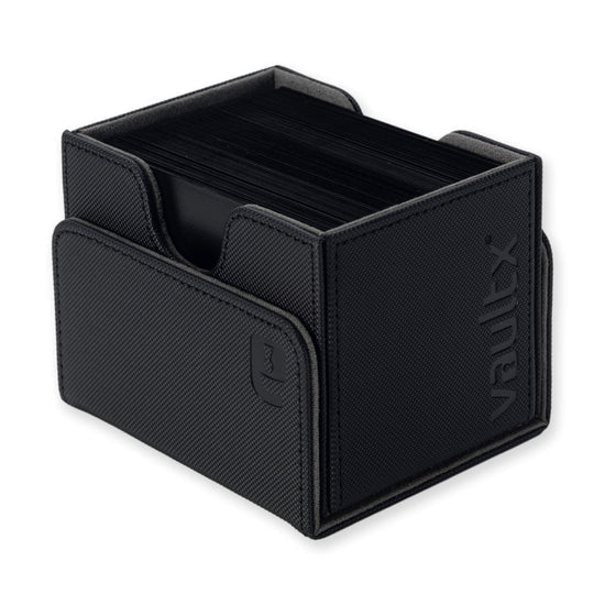 Vault X Exo-Tech Sideloading Deck Box 100+ in signature black, featuring a durable design for storing trading cards.