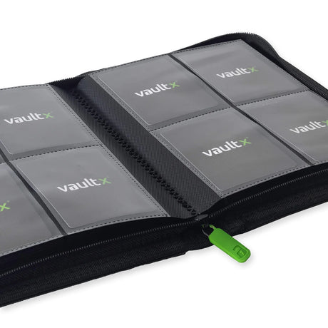 Vault X 4-pocket zip binder in signature black with multiple compartments for organizing documents and accessories.