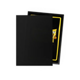 Dragon Shield matte black standard card sleeves with non-glare finish, ideal for protecting trading cards and gaming cards.
