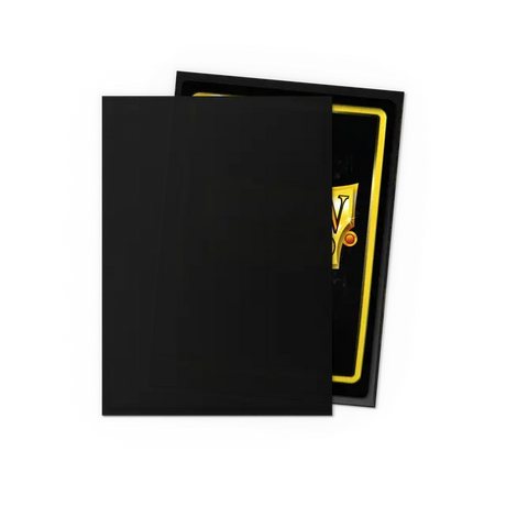Dragon Shield matte black standard card sleeves with non-glare finish, ideal for protecting trading cards and gaming cards.