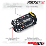 Surpass Hobby Rocket-RC Supersonic 380 sensored brushless motor for RC cars, shown mounted in a racing vehicle.