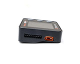 Spektrum RC XBC200 Smart Battery Checker and Servo Tester showing digital display and battery testing ports.
