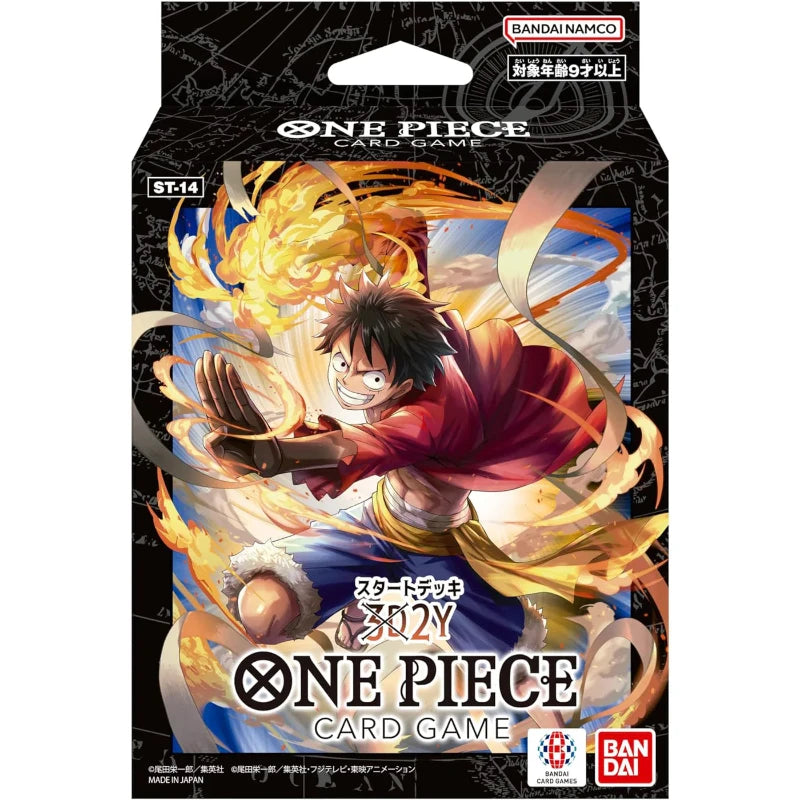 Bandai One Piece TCG 3D2Y Starter Deck featuring colorful character cards and game components for strategic card battles.