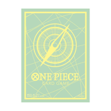 Bandai One Piece TCG official sleeves set with mint and lemon-colored card sleeves, featuring vibrant artwork and protective design.