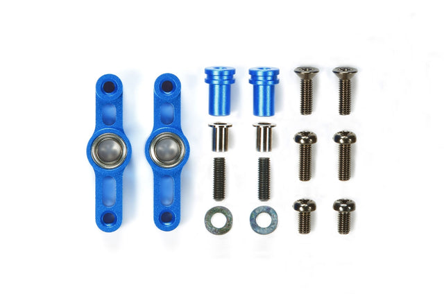 Tamiya TT-02 aluminum racing steering set with metal components for enhanced RC car handling and durability.