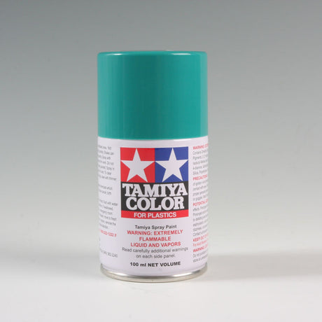 Tamiya TS-102 Cobalt Green spray paint can, 100ml, with spray nozzle and label, used for model painting and detailing.
