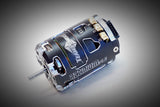 Team Powers Actinium V5 brushless motor for RC cars, shown with detailed metal components and wiring on a white background.