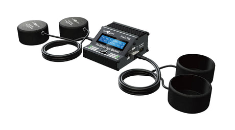 Team Powers Pro Driver RC Car Tire Warmer wrapped around racing tires, ready for optimal grip during remote control car races.