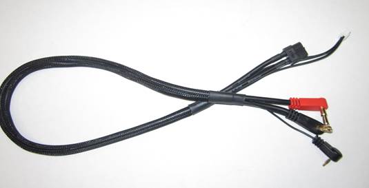 TQ Wire XT60 RC car Lipo charge cable with strain reliefs, black and orange connector for reliable power connections