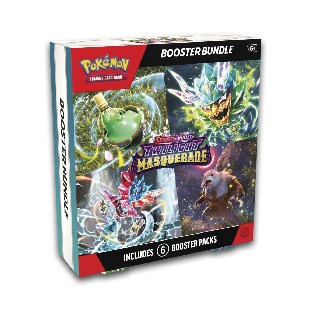 Pokemon Twilight Masquerade Booster Bundle featuring Pokémon TCG booster packs with colorful artwork and collectible cards.