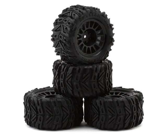 Upgrade RC Dirt Claw pre-mounted belted tires for ARRMA Granite Grom RC truck, showing rugged tread pattern and durable design.