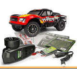 HPI Racing Blackzon Vyper SC Turbo 1/16 scale 4WD electric RC car with brushless motor and turbo kit components.