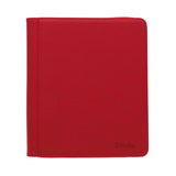 Red BCW Z-Folio 9-pocket LX toploader binder with clear plastic pages for card storage, front view.