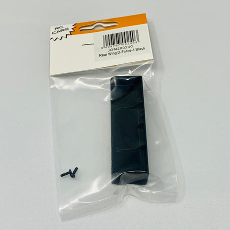 Jomurema GT01 Rear Wing D-Force-1 in black, car aerodynamic part mounted on vehicle for improved downforce and stability.