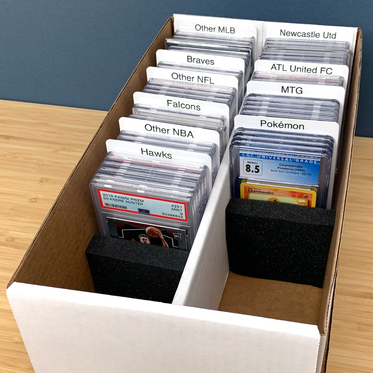 Set of 10 BCW graded trading card dividers with labeled design for organizing collectible cards.