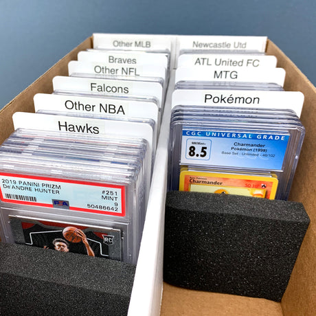 Set of 10 BCW graded trading card dividers with labeled sections for organizing and protecting collectible cards.