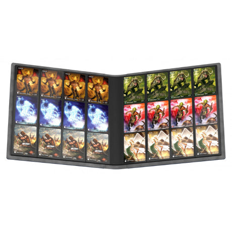 Dark blue Ultimate Guard 12-pocket Quadrow portfolio with Xenoskin cover for storing trading or collectible cards.