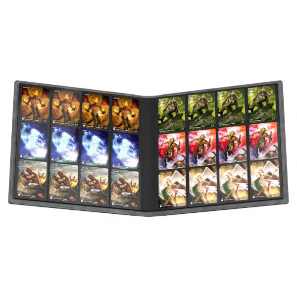 Dark blue Ultimate Guard 12-pocket Quadrow portfolio with Xenoskin cover for storing trading or collectible cards.
