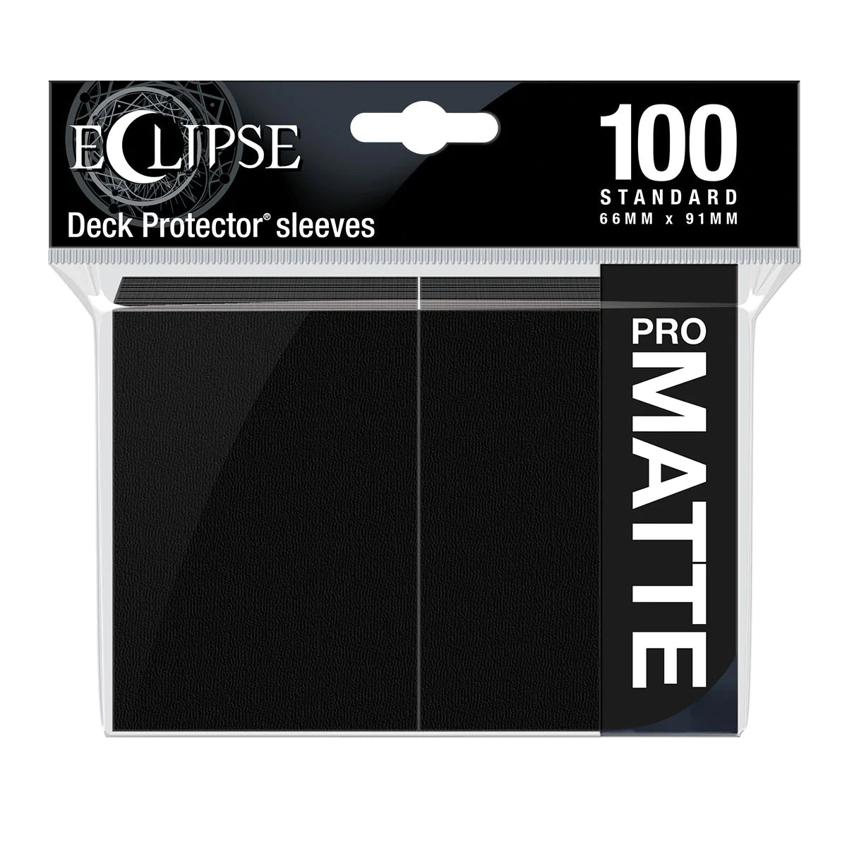 Ultra Pro Eclipse Matte Standard Deck Protector Sleeves in black, 100-count, designed for card protection and storage.