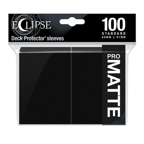 Ultra Pro Eclipse Matte Standard Deck Protector Sleeves in black, 100-count, designed for card protection and storage.