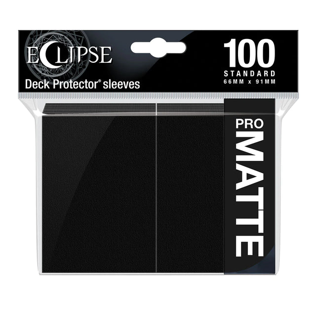Ultra Pro Eclipse Matte Standard Deck Protector Sleeves in black, 100-count, designed for card protection and storage.