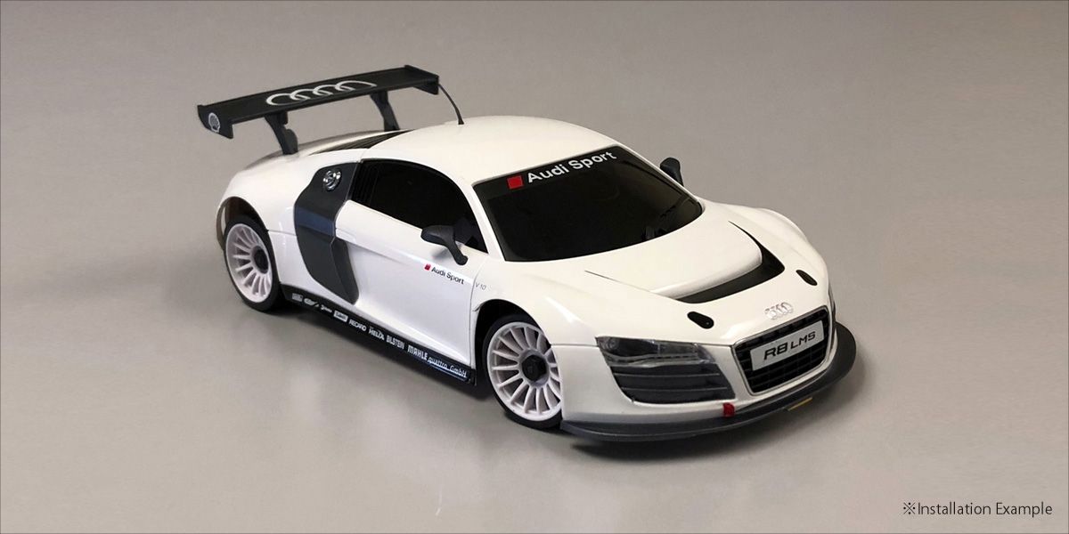 Kyosho MDH100W multi offset white wheel set for RC cars, 14-piece set with detailed wheel designs and white finish.