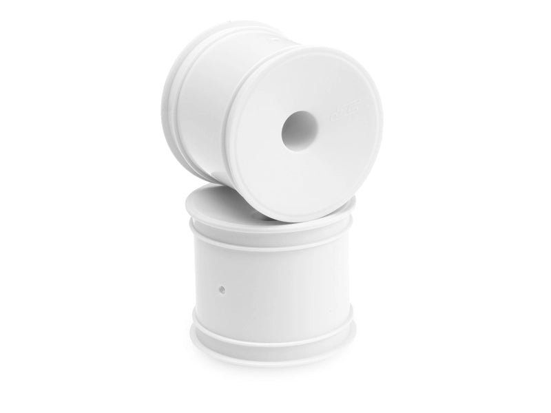 JConcepts Mono T4.3 RC car wheels with 12mm hex, white front and rear wheels for RC racing and off-road vehicles