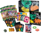 Pokémon Evolving Skies Elite Trainer Box for Pokémon TCG, featuring booster packs, card sleeves, and accessories in a colorful design.