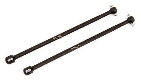Rear CVA Bones for RC car by Team Associated, 91 mm length, shown in black with metal joints and detailed components.