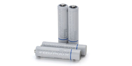 Kyosho Speed House 800HV AAA NiMH batteries, 4-pack, rechargeable power cells for remote control vehicles.