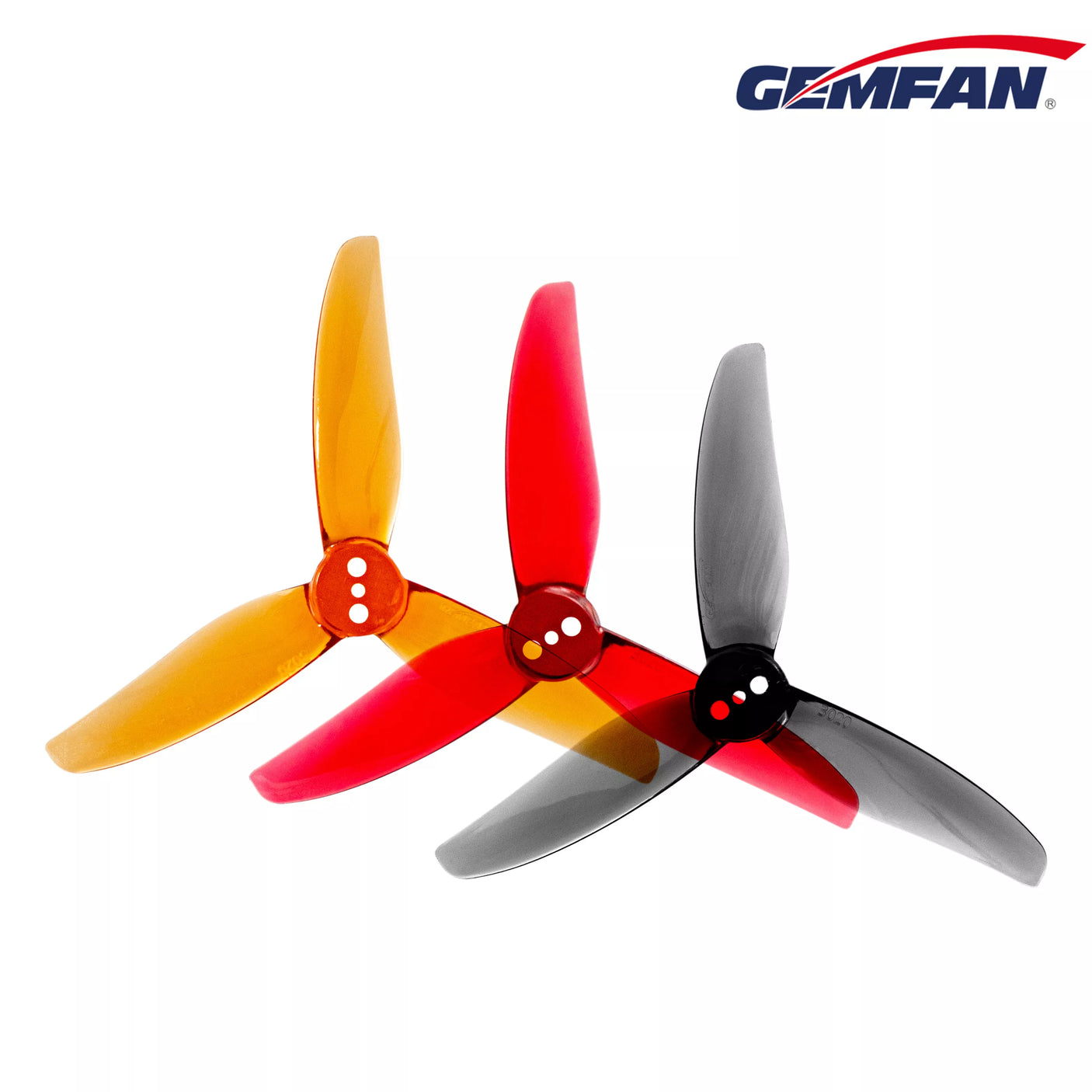 Gemfan 3020 Hurricane drone propellers, 1.5mm size, 2 pairs, lightweight plastic for quadcopters and drone racing.