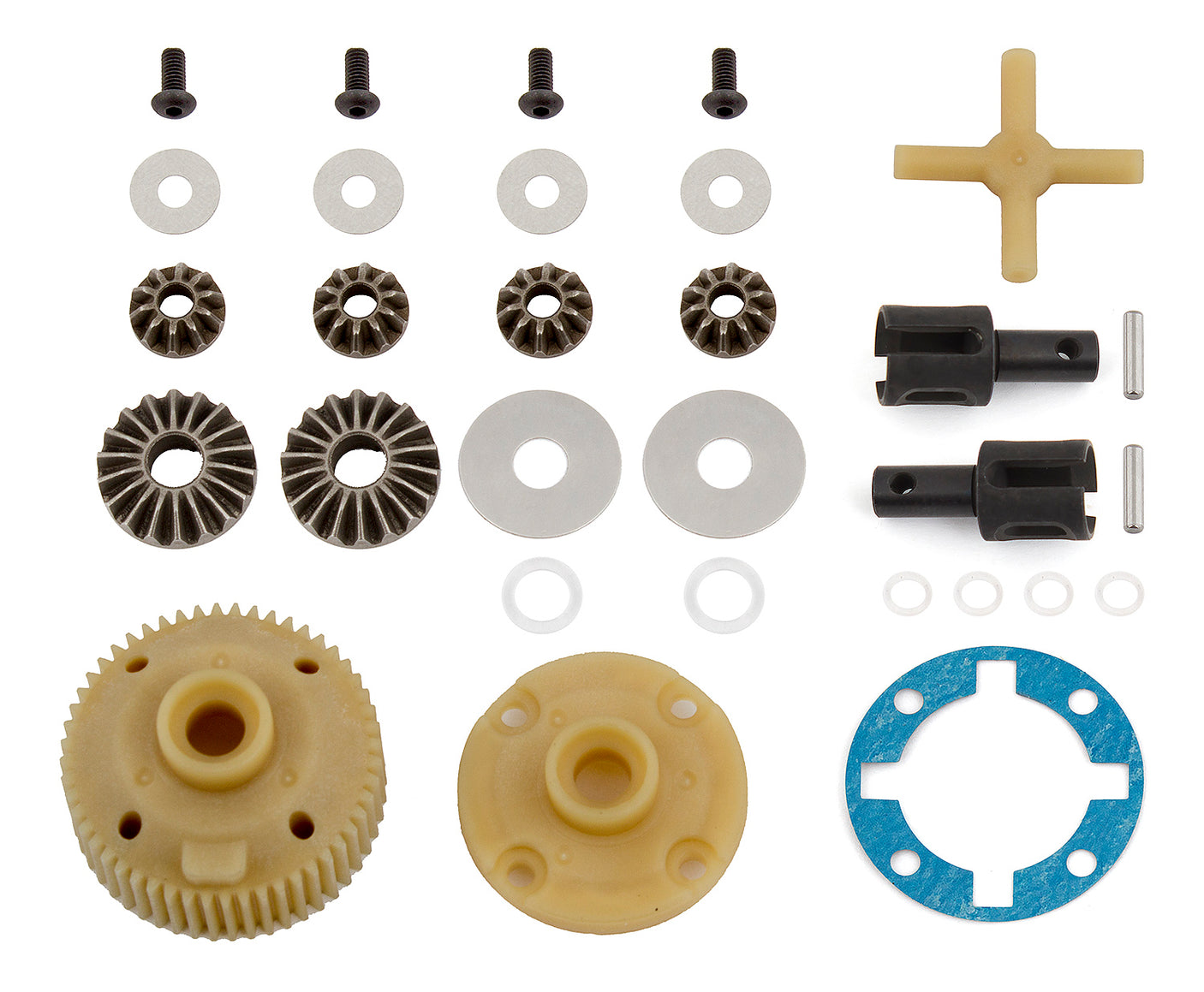 Team Associated RC10B6.1 gear differential kit with metal gears and precision components for RC car performance.