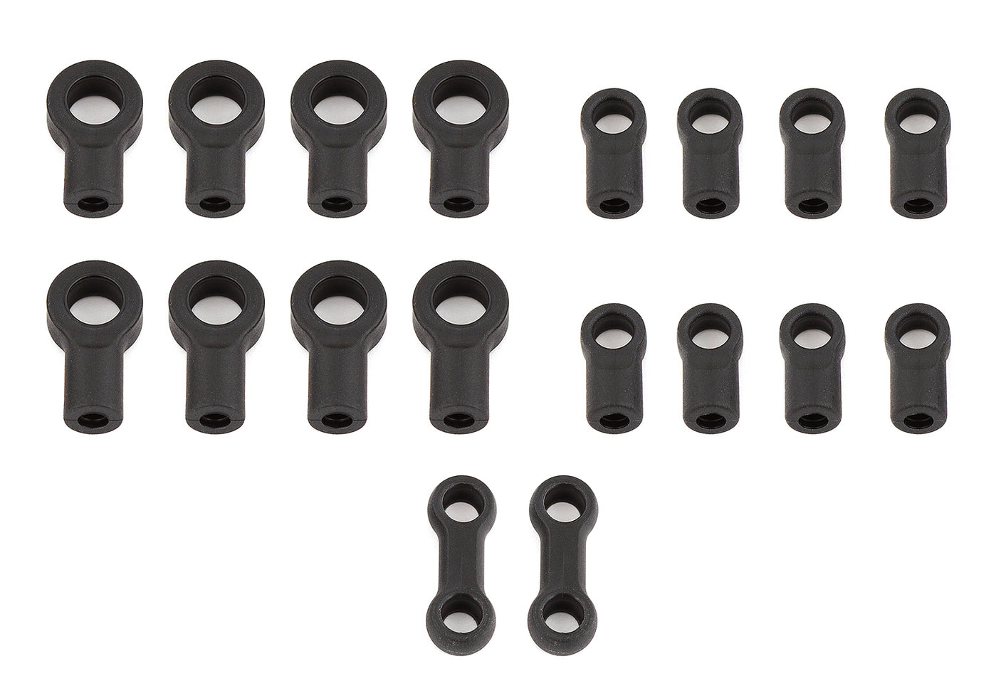 Team Associated RC10B6.1 12 mm shock rod end set with durable metal components and precise fit for RC car suspension upgrades.