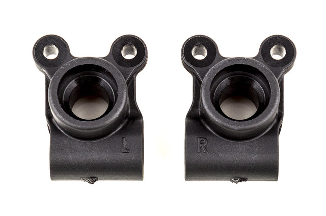 Team Associated RC10B6.2 rear hubs with black and silver design, showing close-up detail of the RC car part in the image.
