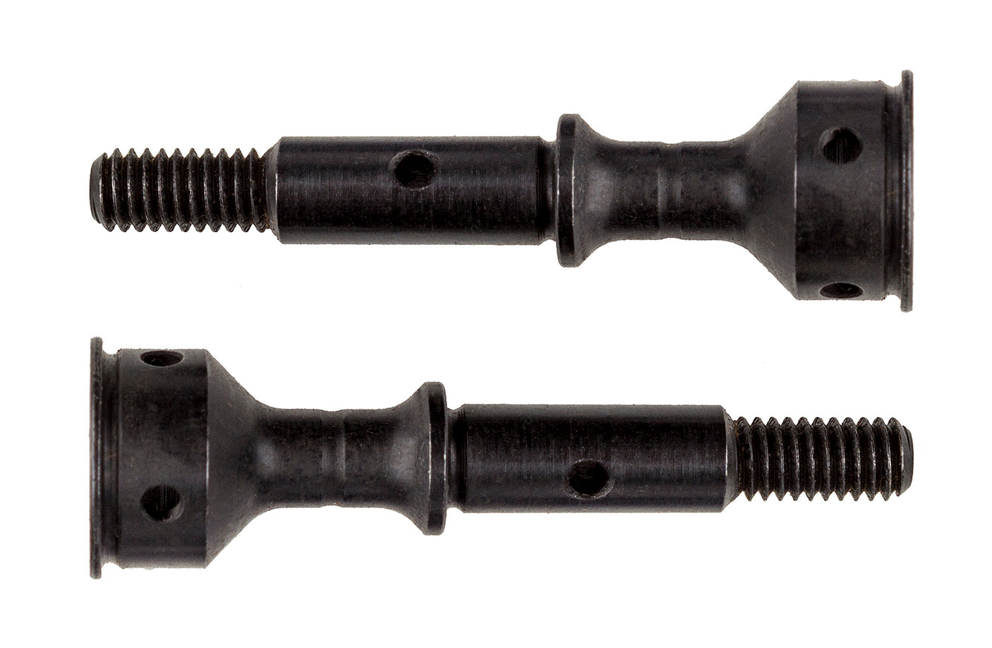 Team Associated RC10B6.2/3/4 CVA Axles with +2mm extension, showing close-up of durable metal components for RC car upgrades.