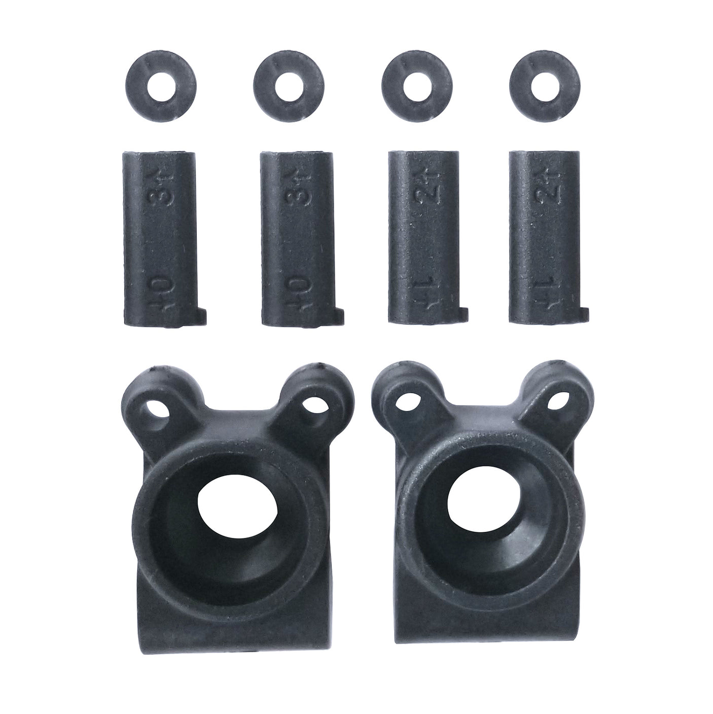 Team Associated RC10B74.1 rear hubs, durable RC car parts with precision fit, shown in close-up image.