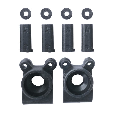 Team Associated RC10B74.1 rear hubs, durable RC car parts with precision fit, shown in close-up image.
