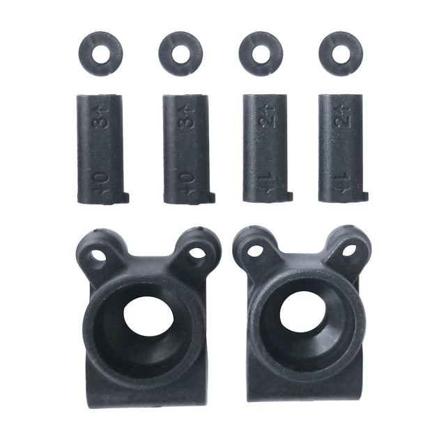 Team Associated RC10B74.1 rear hubs, durable RC car parts with precision fit, shown in close-up image.