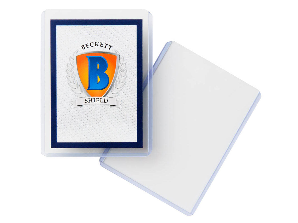 Beckett Shield Toploader 35PT card sleeves, 25-count pack, protecting collectible trading cards with durable plastic.