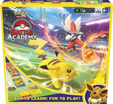 Pokemon Battle Academy 2022 card set featuring colorful Pokemon cards with various characters and game elements.